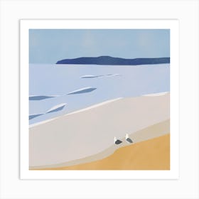 Seagulls At The Beach Square Art Print