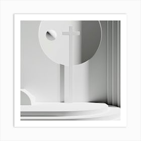 Cross On A White Wall Art Print