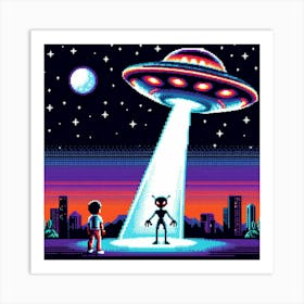 8-bit alien abduction 3 Art Print