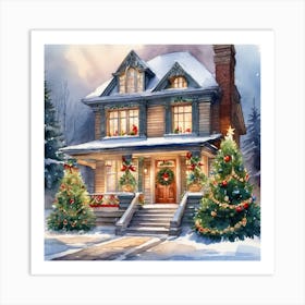 Christmas House Painting 1 Art Print