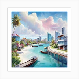 City By The Sea 1 Art Print