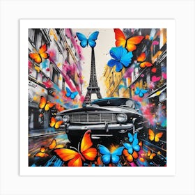 Paris With Butterflies 10 Art Print