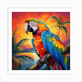 Parrot At Sunset 5 Art Print