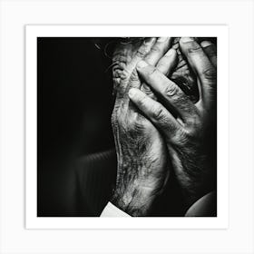 Black And White Portrait Of A Sad Man Art Print