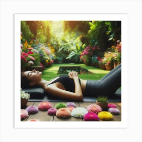 Yoga In The Garden Art Print