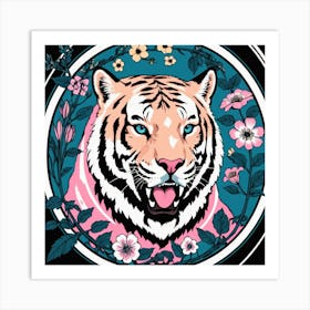 Tiger In Flowers Art Print