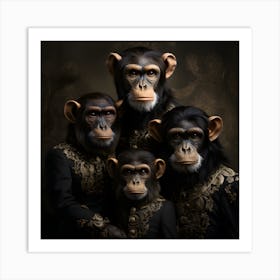 Chimpanzees Family Portrait Art Print
