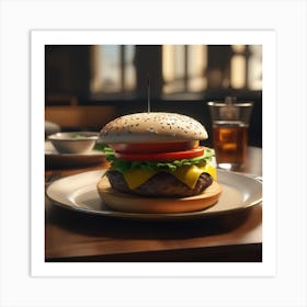 Hamburger On A Plate 81 Art Print