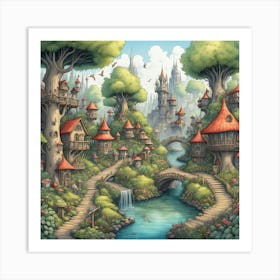 Fairytale Village 1 Art Print