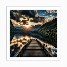 Sunset Over Lake 1 Art Print