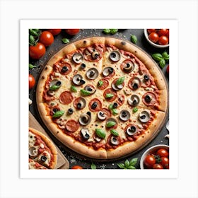 Classic Pizza A Classic Pizza With A Perfectly Baked Crust Bubbling Cheese Tangy Tomato Sauce And A Art Print