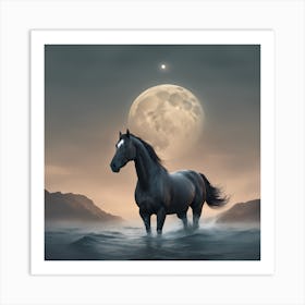 Horse In The Water Art Print