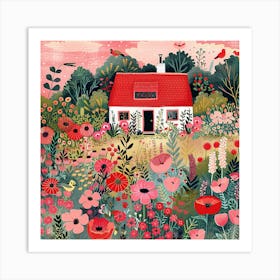 Cottage In The Garden Art Print