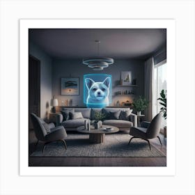 Living Room With A Dog Art Print