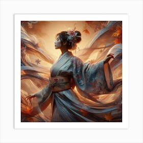 Girl In Kimono Art Print