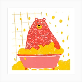 Bear In The Bath 1 Art Print