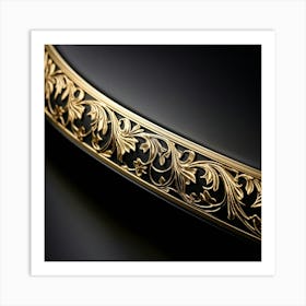 Bright Gold Metallic Border Smooth Texture Intricate Filigree Patterns Glinting Under Soft Diffu (5) Art Print