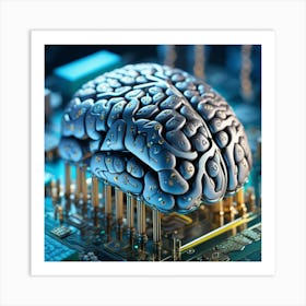 Brain On A Circuit Board 70 Art Print