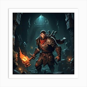 Warrior In A Cave Art Print