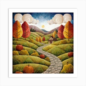 The Winding Road Home. In the middle of the meadows 18 Art Print