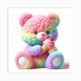 Rainbow Teddy Bear 8 Art Print