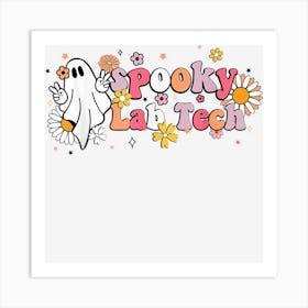 Lab Tech Halloween Spooky Ghost Season Nurse Floral Spooky Art Print