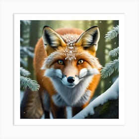 Fox In The Snow 15 Art Print