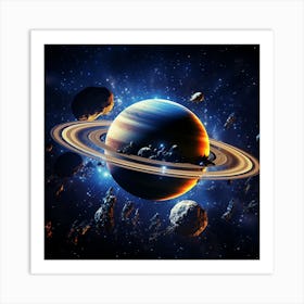 Saturn In Space Art Print