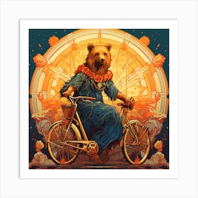 Bear On A Bike 2 Art Print