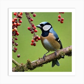 Tit on branch 53 Art Print