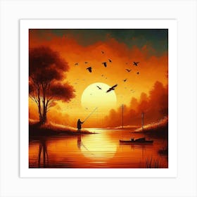 Sunset Fishing 3 Art Print