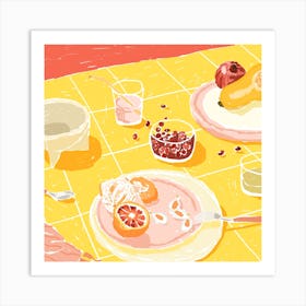 Grapefruit Still Life Square Art Print