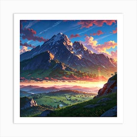 Sunset In The Mountains 12 Art Print