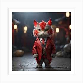 Cat In Red Suit Art Print