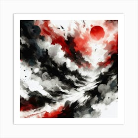 Black And Red Abstract Painting 1 Art Print