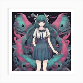 Anime Girl With Octopus Art Print