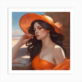 Girl In An Orange Hat Art Print