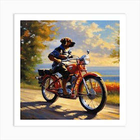 Dog On A Motorcycle Art Print