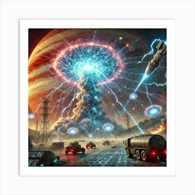 A Sci Fi Depiction Of Ion Storm Missiles Impact Art Print