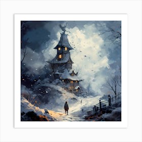 Aurora Snowfall Serenity Art Print