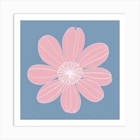 A White And Pink Flower In Minimalist Style Square Composition 328 Art Print