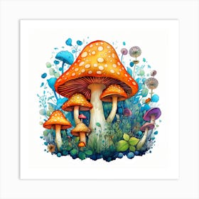 Mushrooms In The Forest 109 Art Print