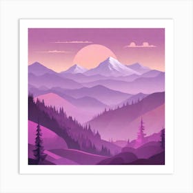 Misty mountains background in purple tone 129 Art Print