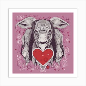 Pig With Heart Art Print