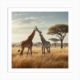 Giraffes In The Savannah 1 Art Print