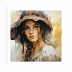 Portrait Of A Woman In A Hat Art Print