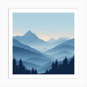 Misty mountains background in blue tone 18 Art Print