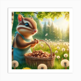 Chipmunk With Basket Art Print