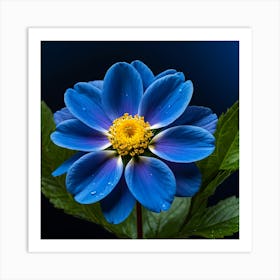 Blue Anemone Flower Art Print