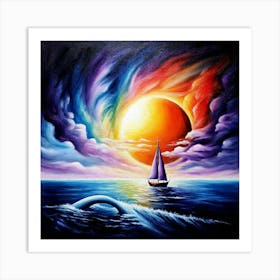 Sailboat In The Ocean Art Print